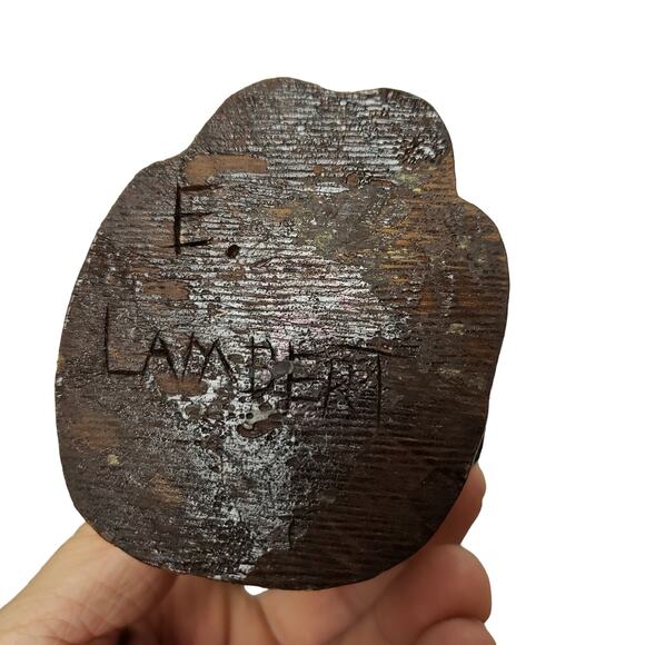 Vintage American Indian Carved Wood Folk Art Sculpture 7" E. Lambert - Picture 6 of 6